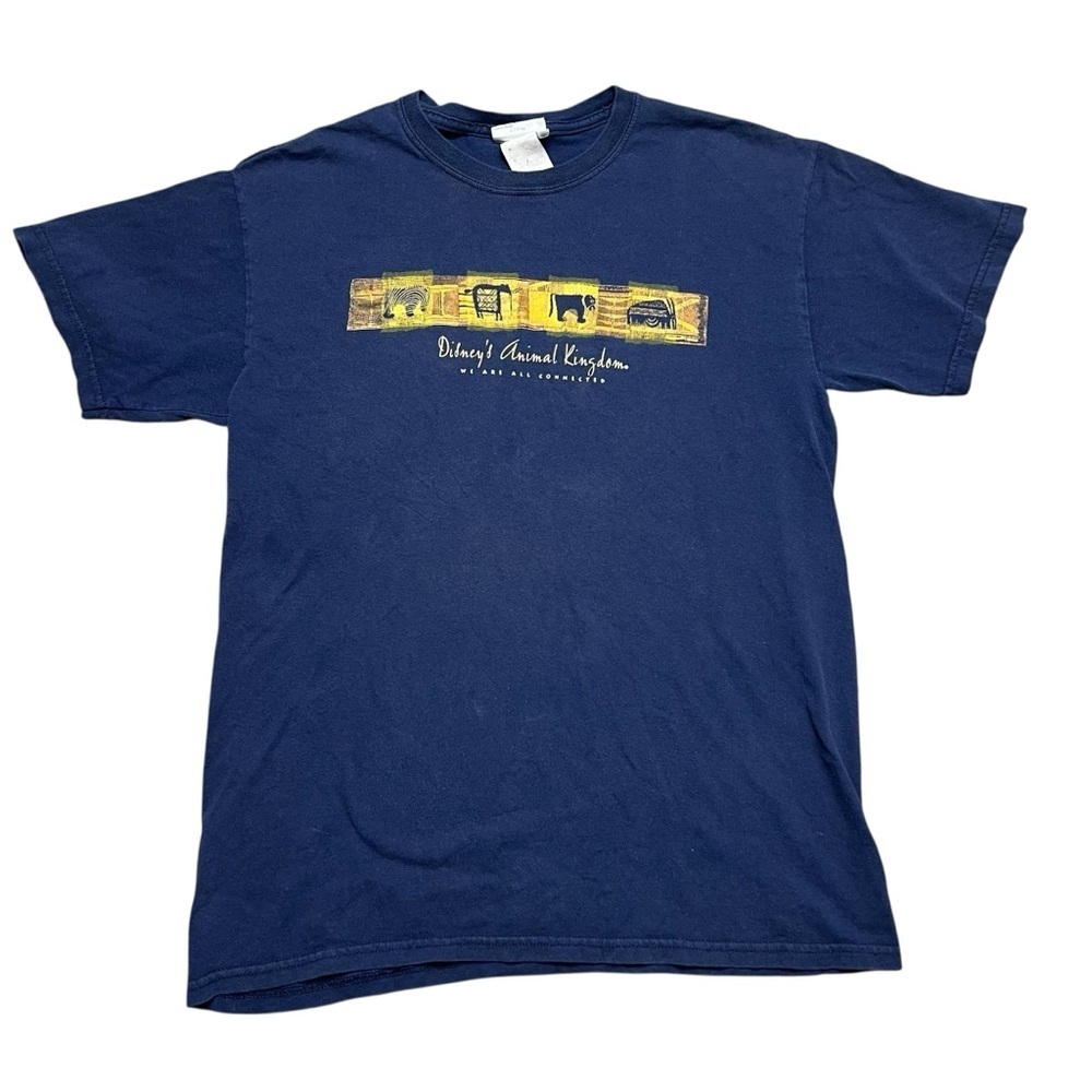 VTG Walt Disney World Animal Kingdom Tee Shirt Blue We Are All Connected Size M